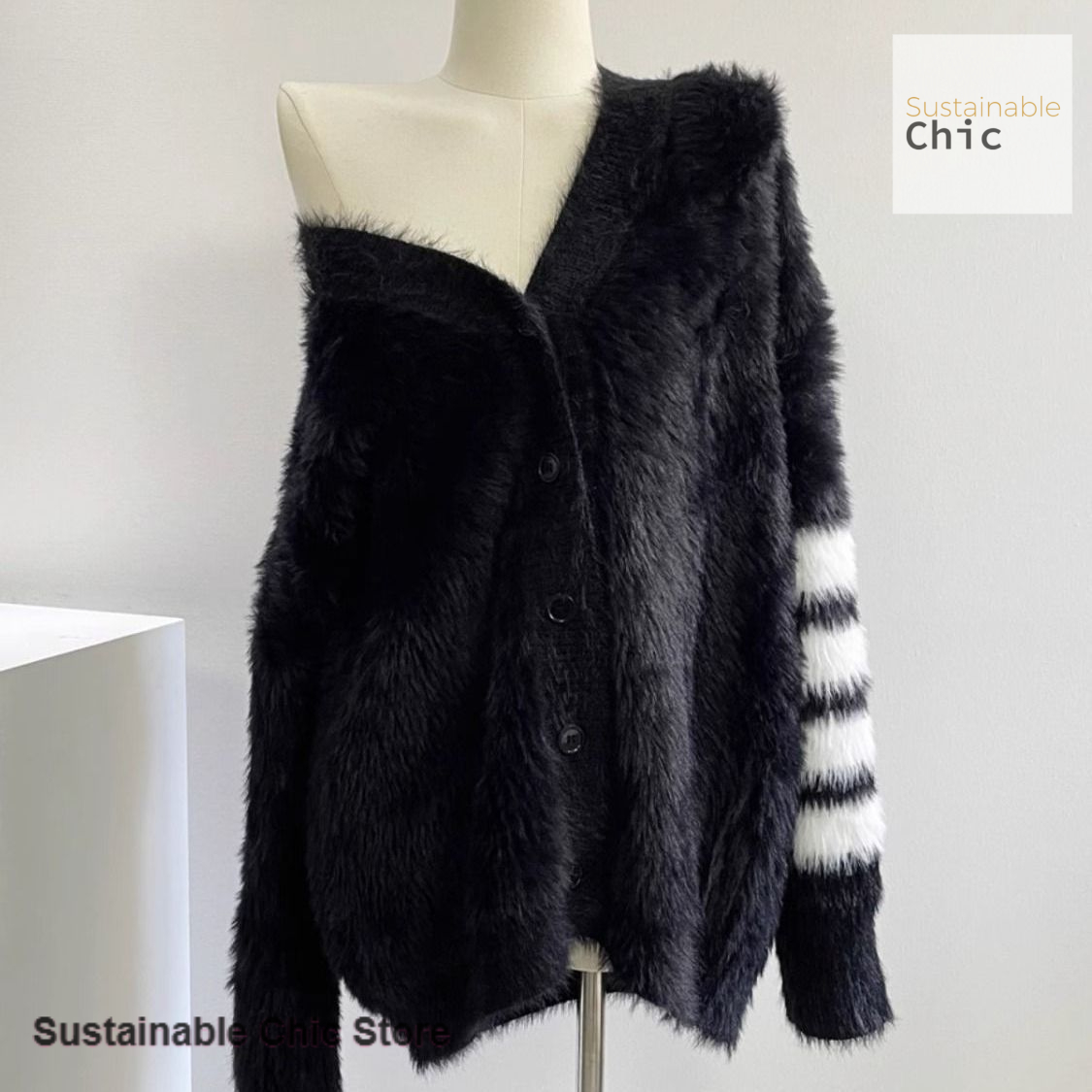 Wool Coat Peacoat - Корейский стиль, новый черный норковый кашемировый
